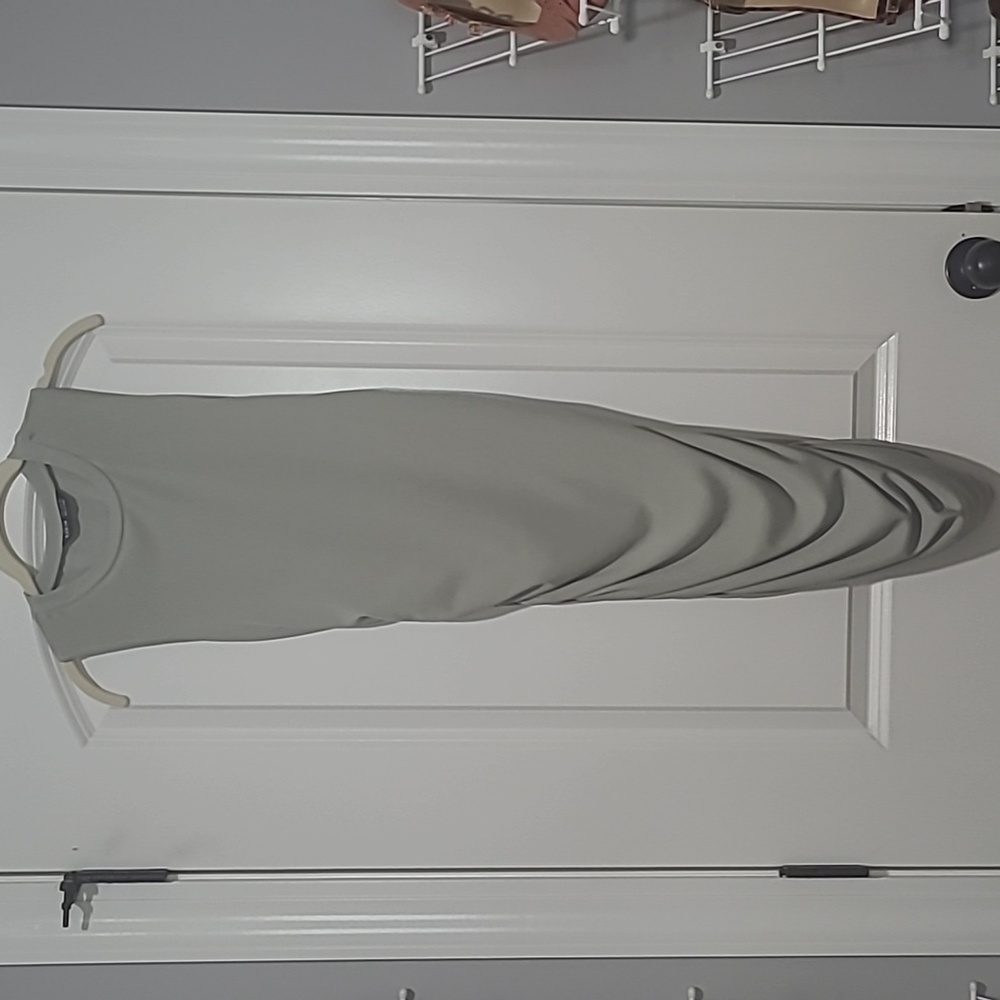 SHEIN Sage Green Solid Ruched Side Ribbed Knit Bodycon Dress